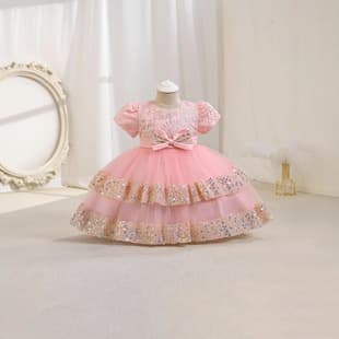 New Fall Bow Girls Dress, Baby Princess Dress, Children's Formal Dress, Cute Tulle Kids Clothing