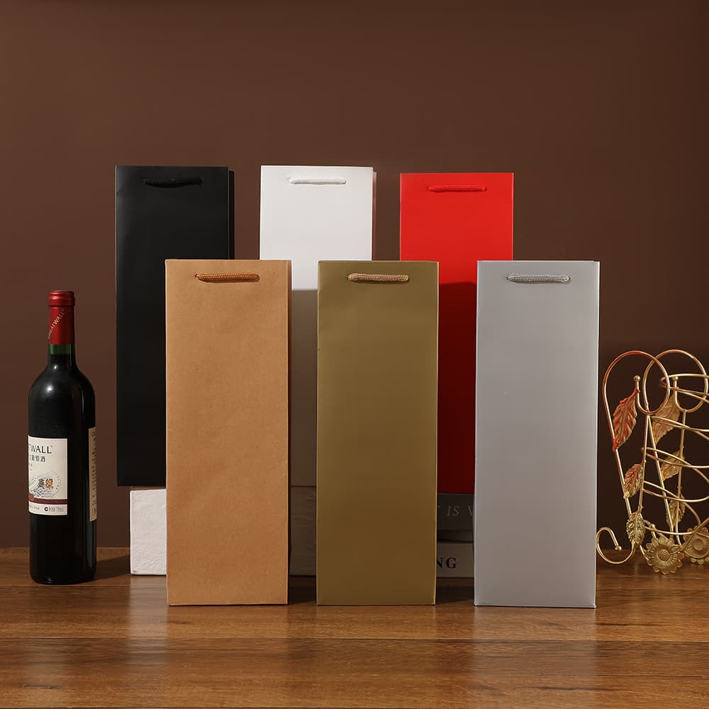 Premium Wine Bag Paper Bags Wholesale Gift Packaging Bags for Wine Bottles Stock Wine Tote Bags