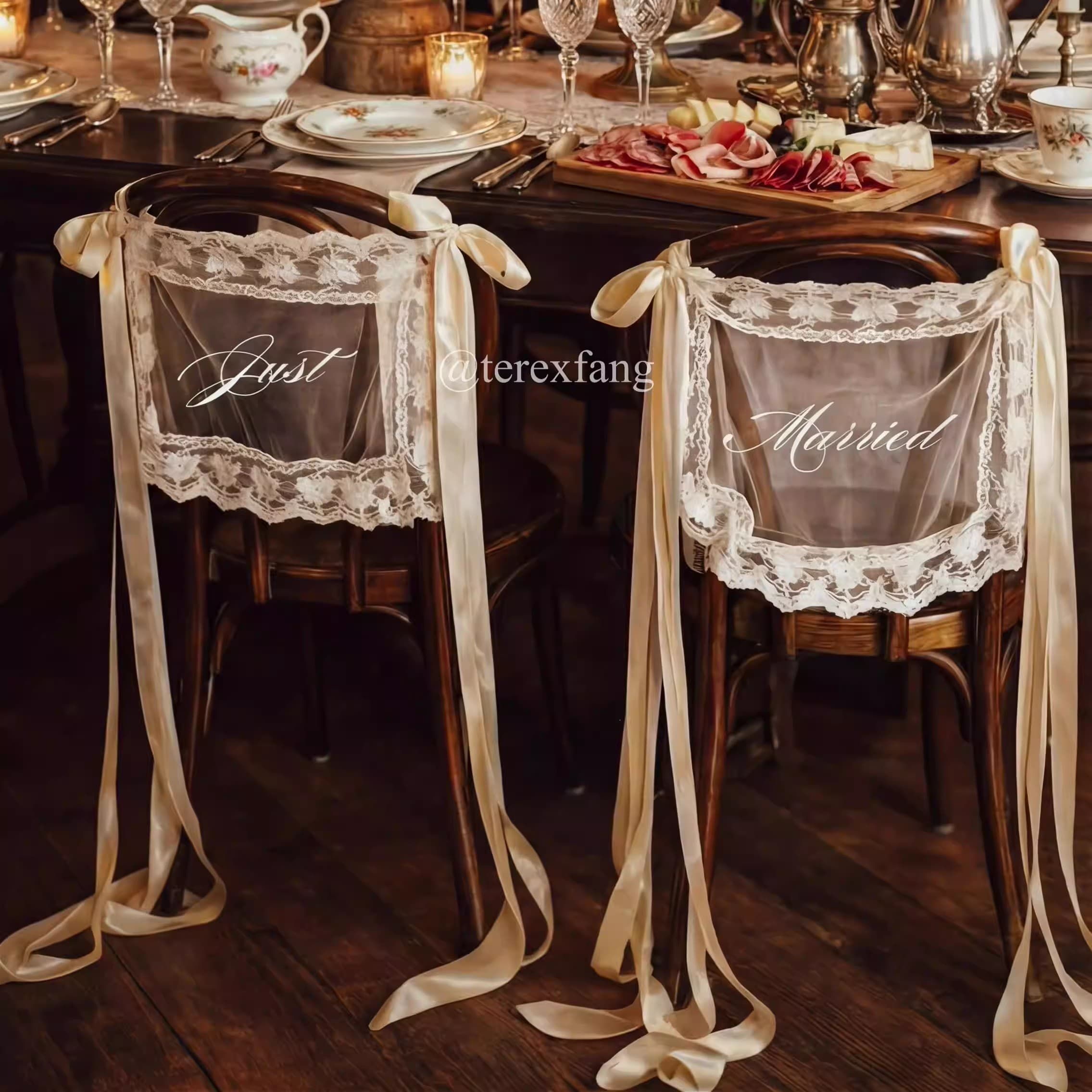 Cross-border hot selling chair back lace seat card can be nailed with name wedding chair back decoration lace wedding photo props