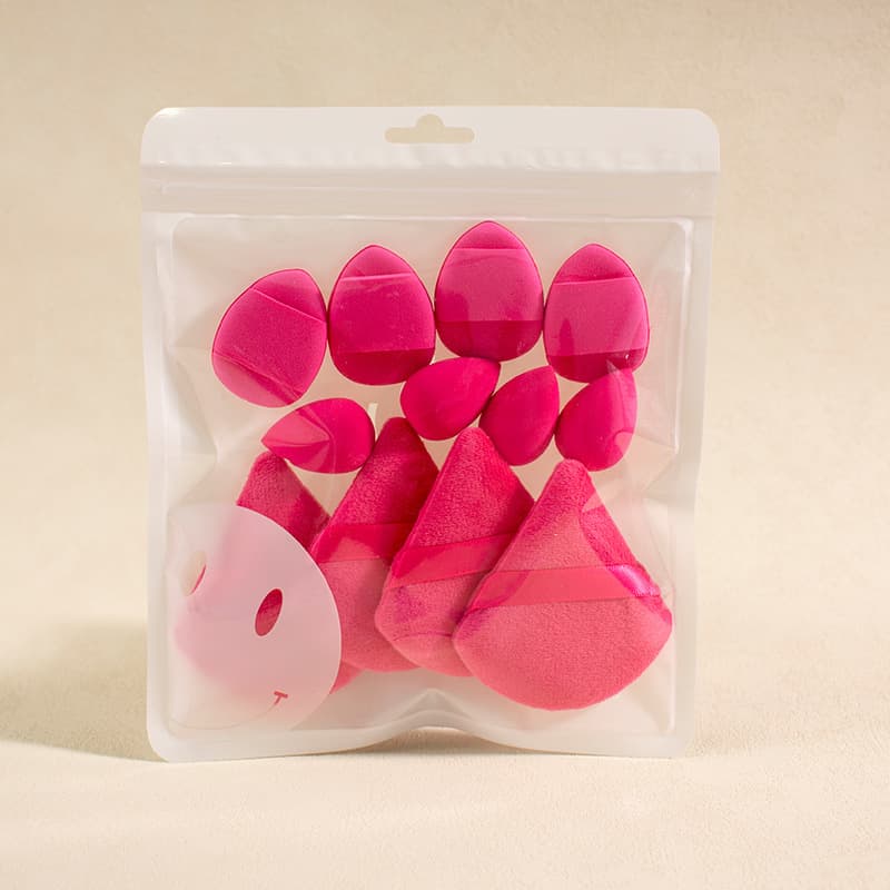 Cross-border solid color 12-piece powder puff set Beauty Egg Thumb Powder Puff Cotton Powder Puff Mini Powder Puff Set