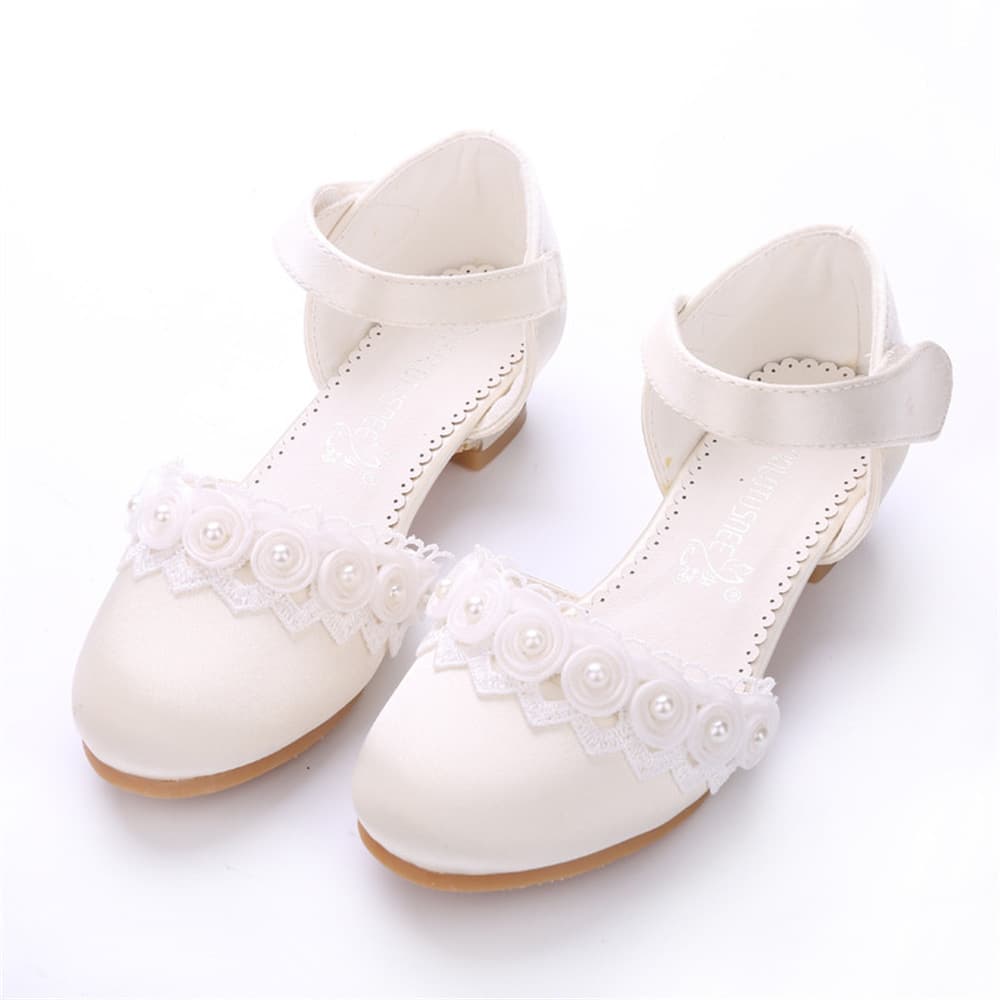 Girls Dress Shoes Princess Shoes Bow Flower Girl Shoes Little Heel Baptism Shoes Girl Flower Shoes