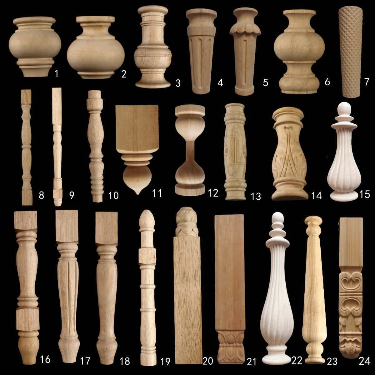 Solid Rubber Wood Vanity Table Column Support Decorative Turned Wood Gourd Column American Style Table Cabinet Leg Bedside Roman Column