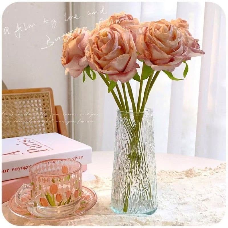 Glass Vase Ins Style High Transparency Hydroponic Flower Arrangement Lily Dried Flower Rose Lucky Bamboo Small Decoration
