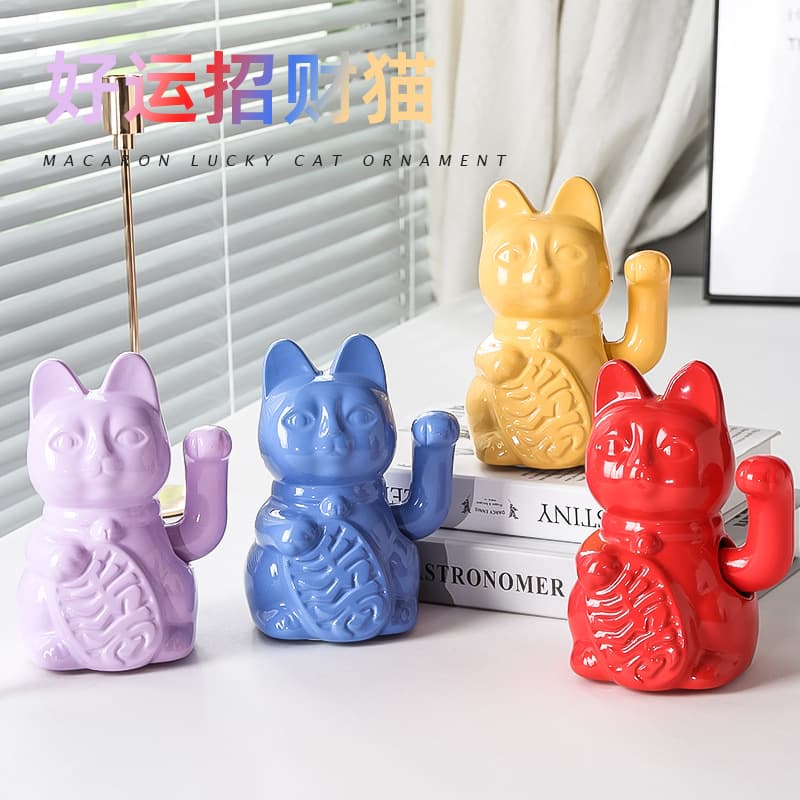 Cute Cat Attractor Desktop Decorations Automatic Wave Hello Home Living Room Decoration Opening Business Gift Ceramic Pure Color