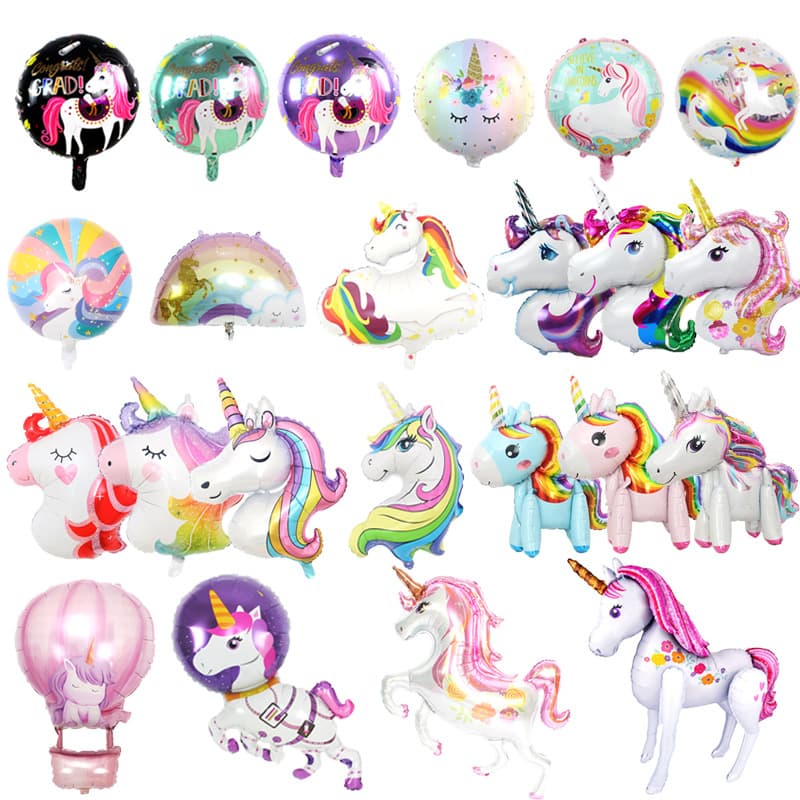 New Large Unicorn Aluminum Foil Balloon Rainbow Horse Gradient Dream Unicorn Horse Birthday Party Decoration