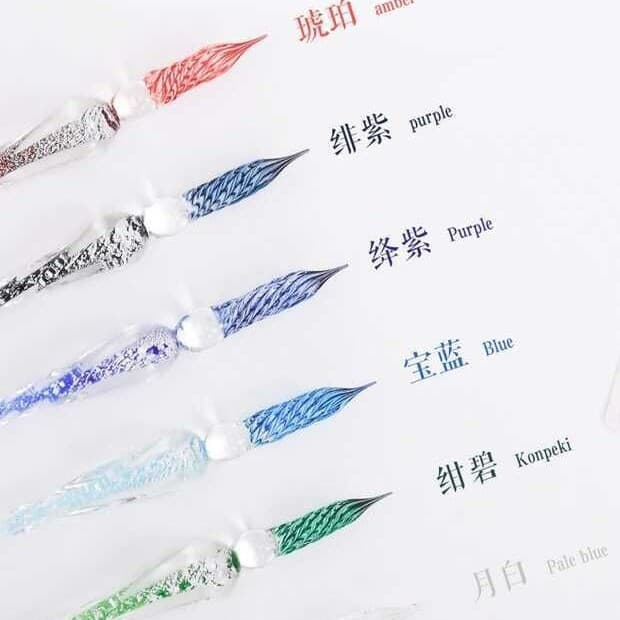Glass Dip Pen Calligraphy Pen Art Signature Pen Silver Foil Glass Craft Gift Pen