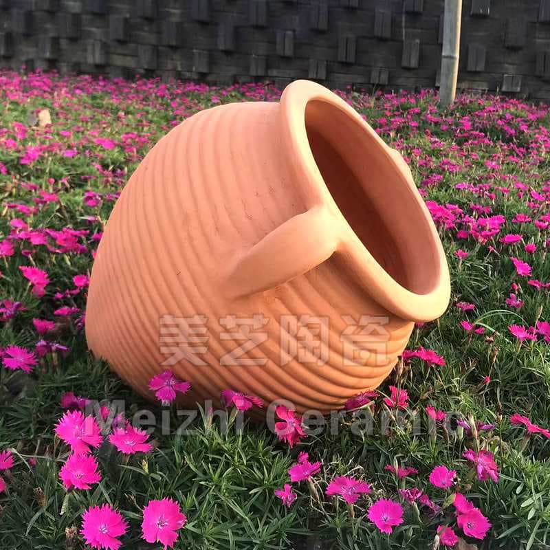Outdoor Red Clay Pot, Rough Terracotta Vase Slanted Pot, Red Clay Flowerpot for Hanging Plants and Garden Beds