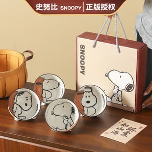 Snoopy Ceramic Bowl Set Children's Rice Bowl Household Underglaze Color Cute Tableware 4-Piece Gift Box Wholesale