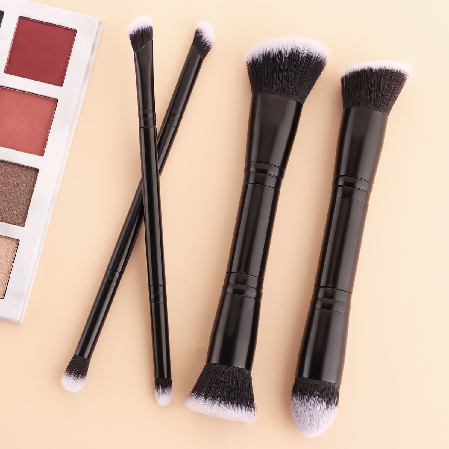 4 double-headed multi-function makeup brush set, powder brush + foundation brush + eye shadow brush, one brush, two-purpose makeup brush