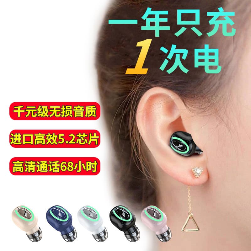 True Wireless Single Ear Bluetooth Stereo Sports Style Business Long Standby Time Earphones Voice Control Music Function