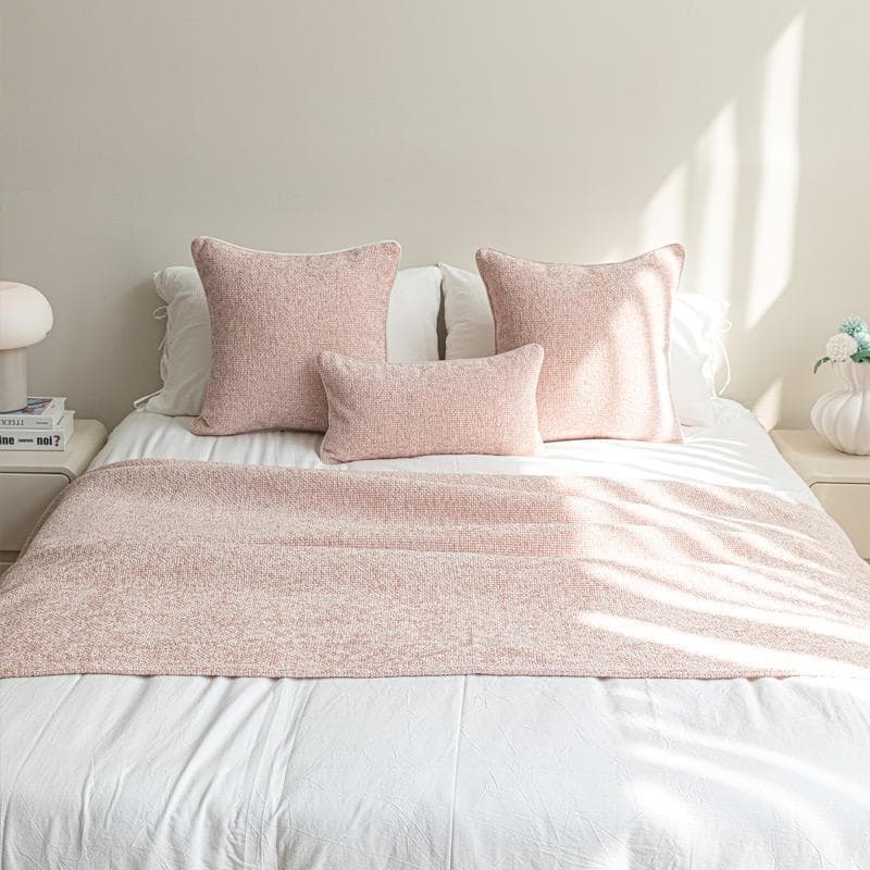 Modern minimalist wabi-sabi style pink small texture high-end hotel B&B bed cushion pillow throw blanket bed runner