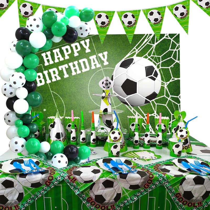 Boys Football Theme Birthday Decorations Scene Setup Family Party Balloons Background Wall World Cup Balloons Round Shape Latex