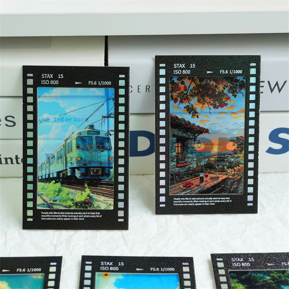3-Inch Instagram/Xiaohongshu Light and Shadow Reversal Film, Color Film, Star-Chasing Photos, Reversal Film Frame, Black Frame with Adhesive Back