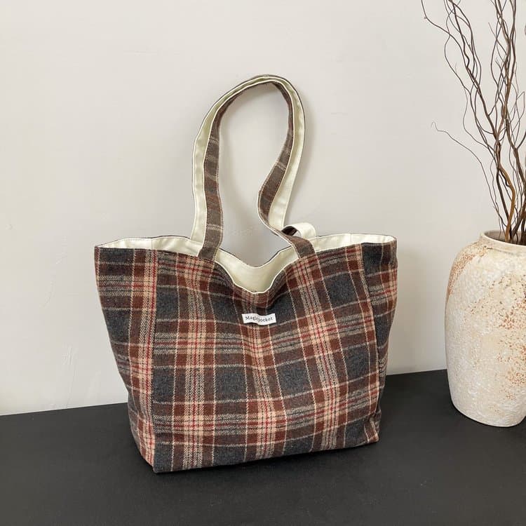 Women Bags New Shoulder Crossbody Bag Simple Plaid Women's Bag Retro Stitching 2024 Plaid Handbag