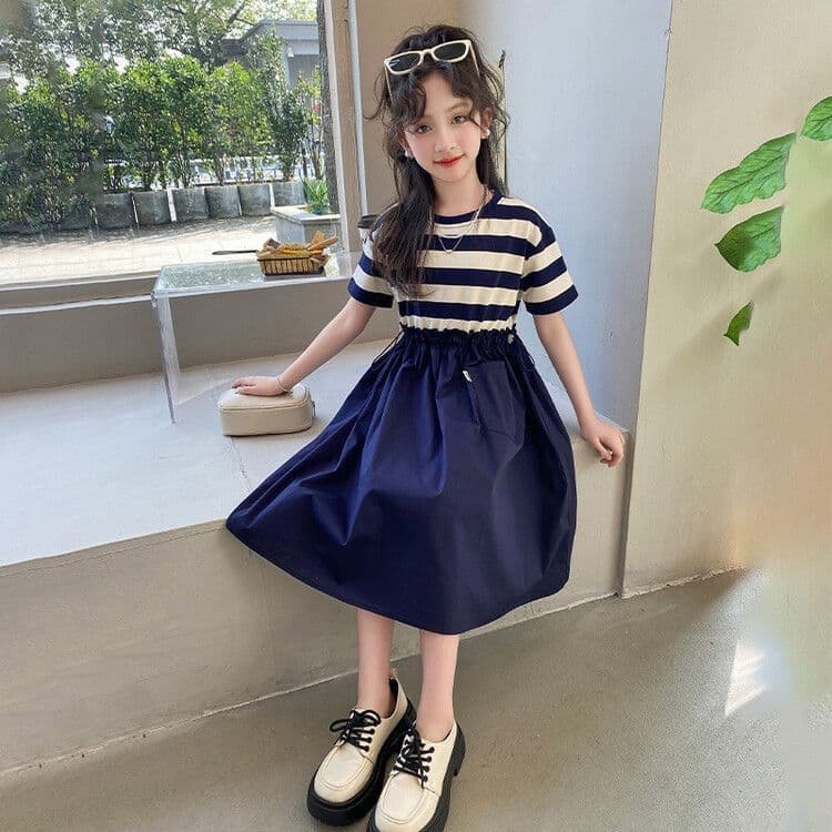 Girls' Casual Summer Dress New Style for Ages 12-15 Teenagers Middle School Student Princess Dress