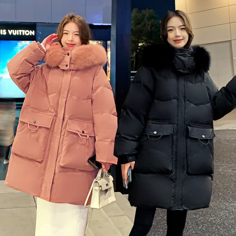 2025 Winter Plus Size Women's Slimming Thickened Mid-Length Down Jacket with Fox Fur Collar 215