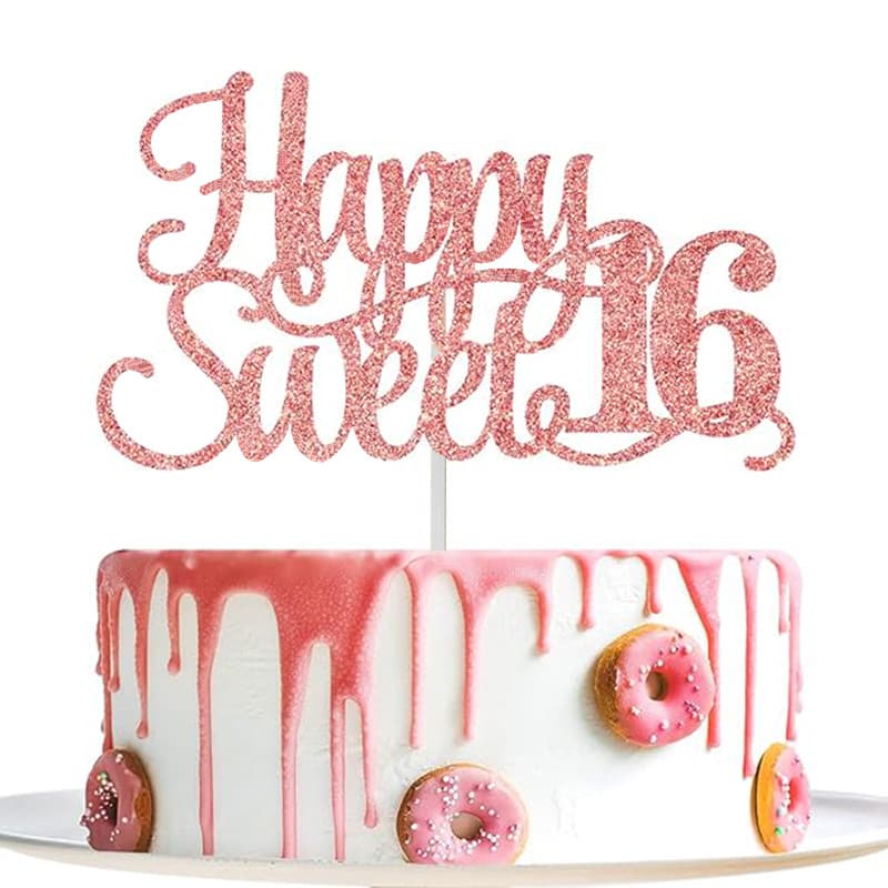 Sweet 16 Cake Topper Set, 16th Birthday Cake Decoration, 16 Year Birthday Party Decorations