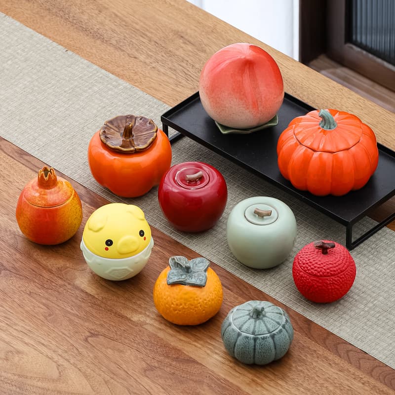 Fireside Tea Ceremony Simulated Fruit Tea Canister Single Jar Home Decorative Sealed Jar Candy Tea Gift Ceramic Pot