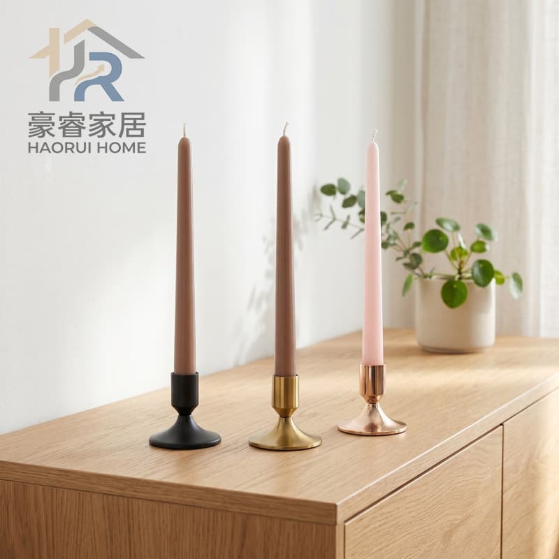 Cross-border European-style minimalist copper-colored small candlestick ornament Christmas candlelight dinner ambiance candle holder wedding decoration