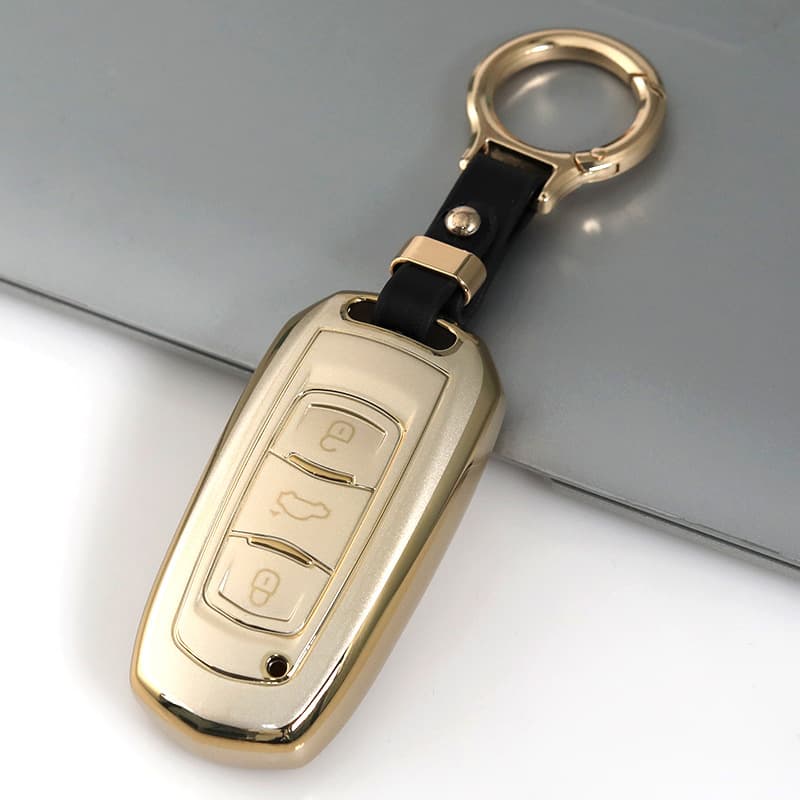 Champagne Gold Car Key Case for Geely Emgrand GL, Boyue SUV, New Vision, Borui TPU Key Shell Cover