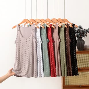 Modal Hip-Hugging Long Vest Tank Top Women's Summer Thin Inner Layer Plus Size Polka Dot Base Dress Sleepwear Nightgown