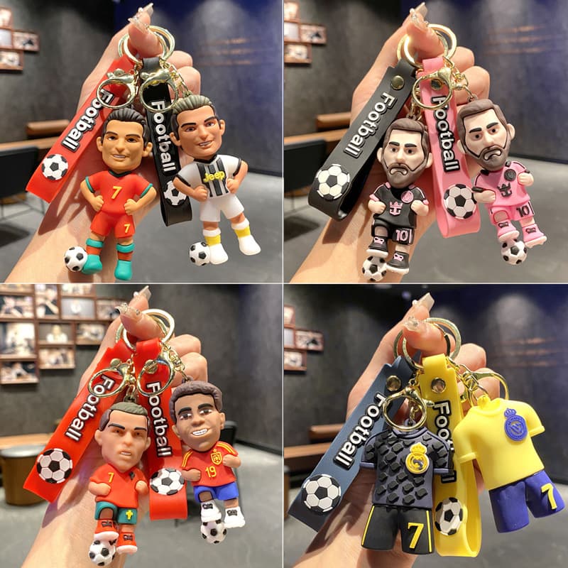 Football Ronaldo Messi Keychain World Cup Star Jersey Figure Keychain Fan Gift Football Pendant
