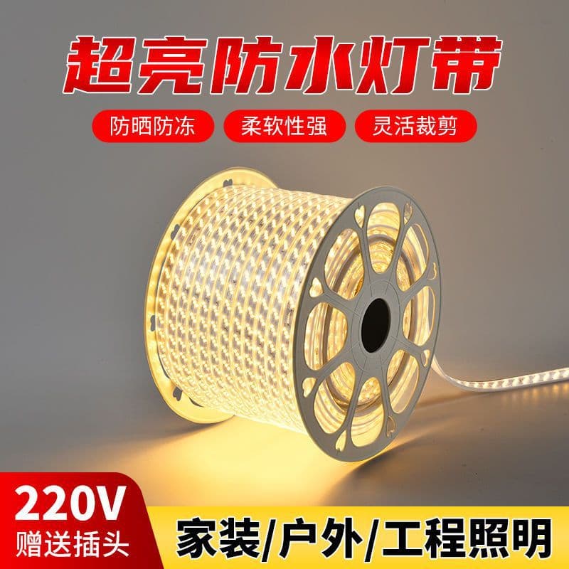 220V High Voltage Outdoor Waterproof LED Strip Light, Bright 120 LEDs, High Voltage Home Decoration Engineering Linear Light Bar