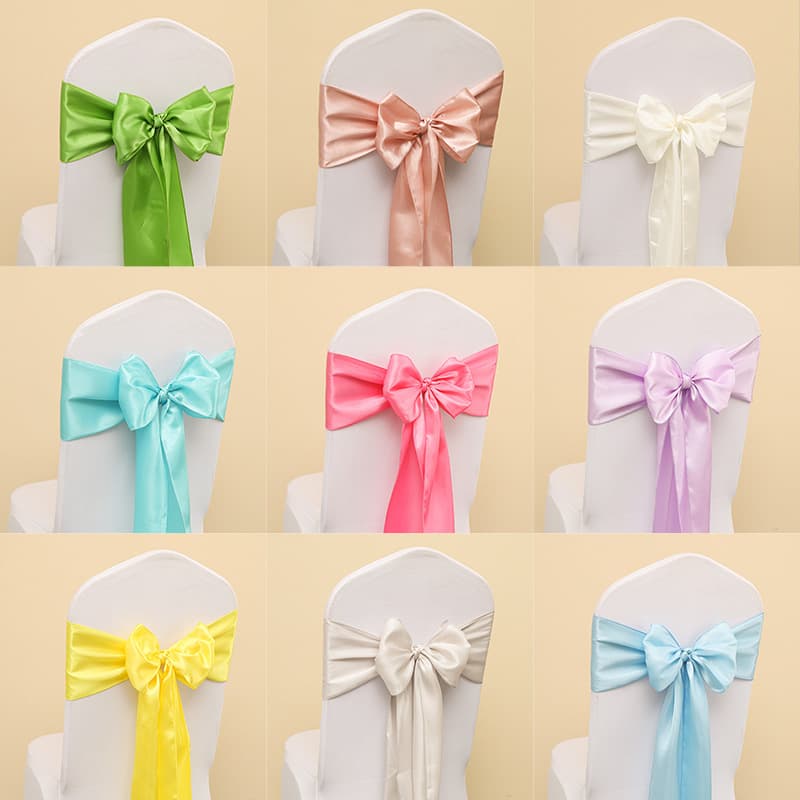 Tie Ropes Chair Back Flowers Bow Decorations Wedding Banquet Hotel Ribbon Wedding Ties Chair Covers Wedding Specific