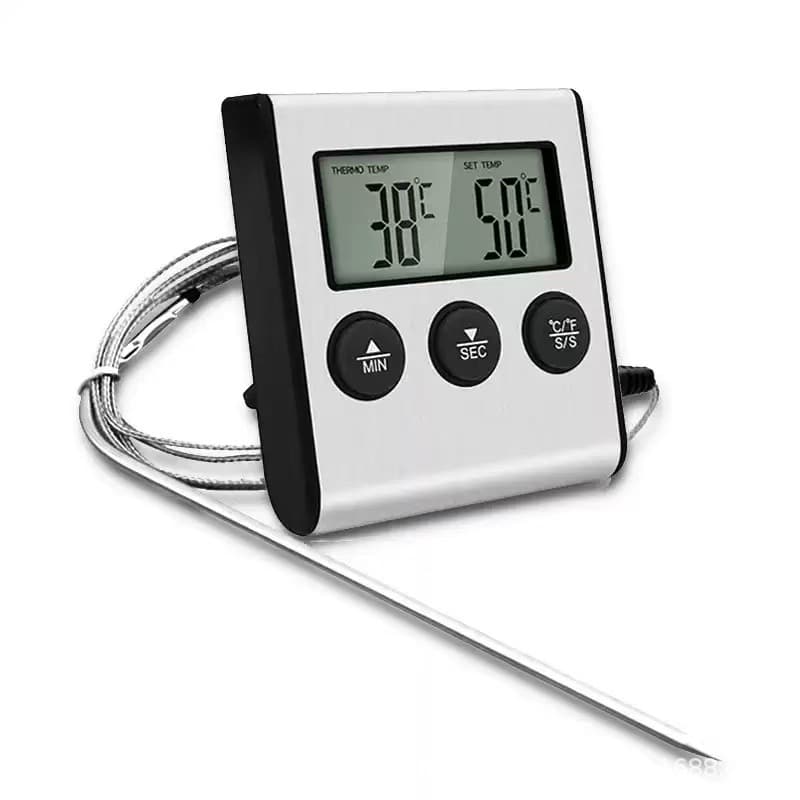 TP700 Digital Display Thermometer with Electronic Timer and Food Probe for Kitchen and BBQ Use