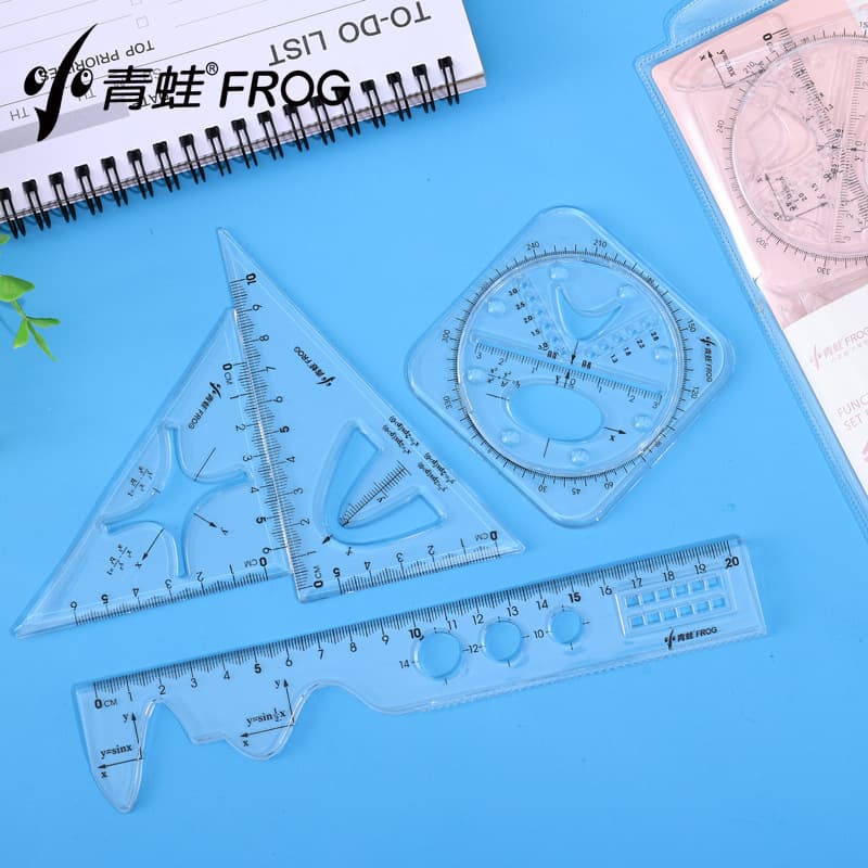 Little frog function ruler set multi-function ruler set graphic ruler upgraded version triangle ruler protractor ruler junior high school