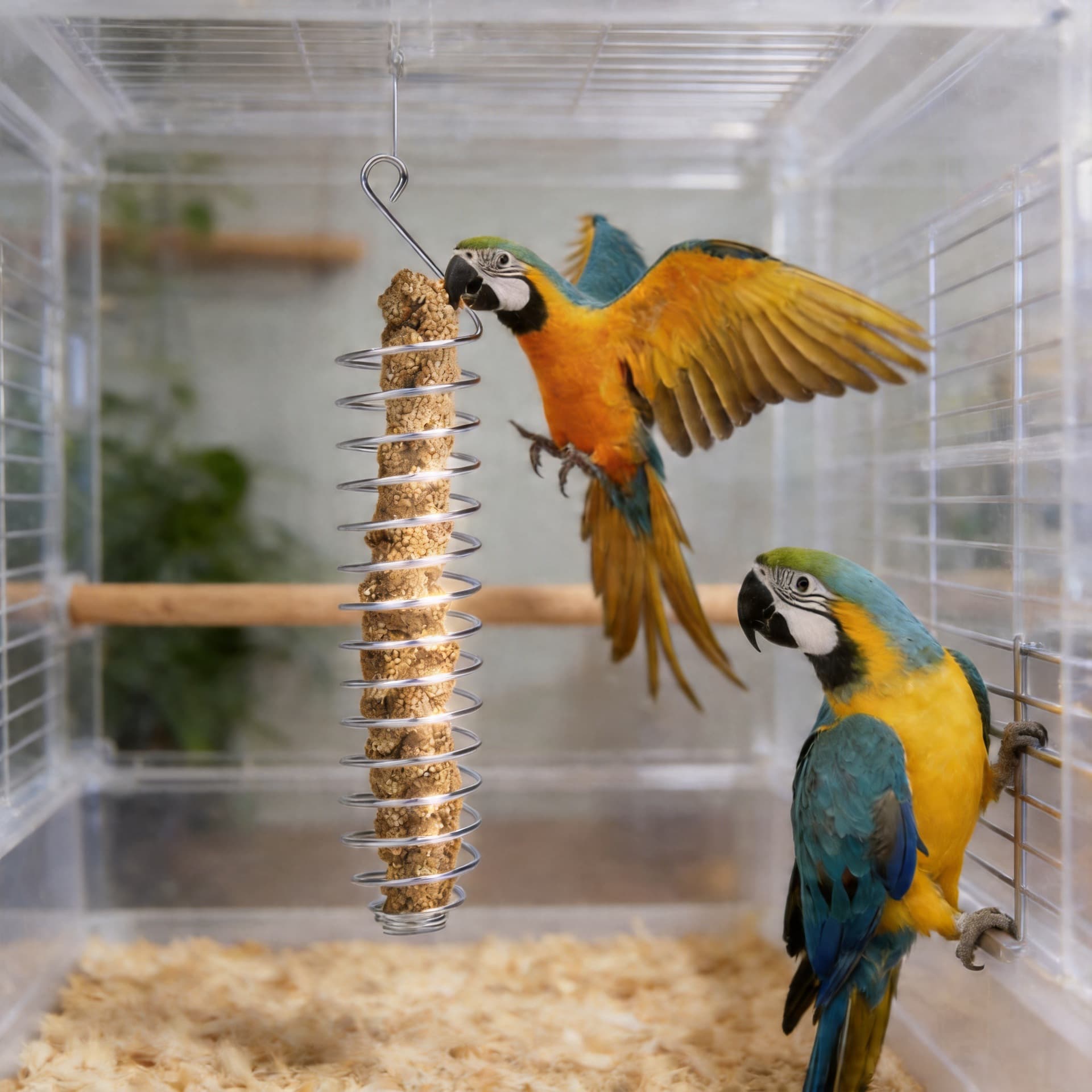 Small Pet Feeder Bird Foraging Toy Natural Foraging Stainless Steel Parrot Supplies