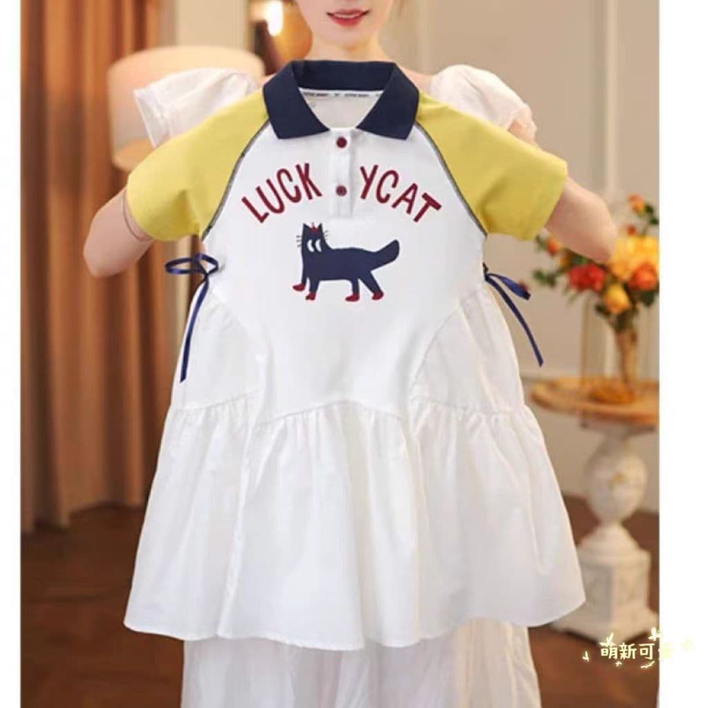 Girls' Short Sleeve Polo Dress Summer 2026 Fashionable New Style Children's Sporty Dress