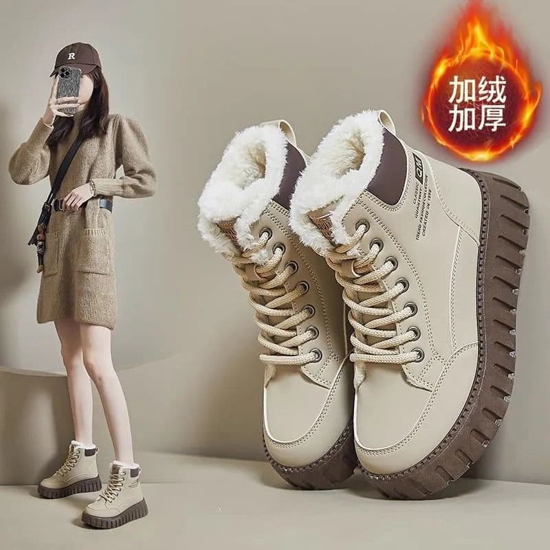 2025 Winter New Style Fleece-Lined Warm Cotton Shoes Women's Casual Non-Slip Outdoor Soft-Soled Shoes for Middle-Aged Women