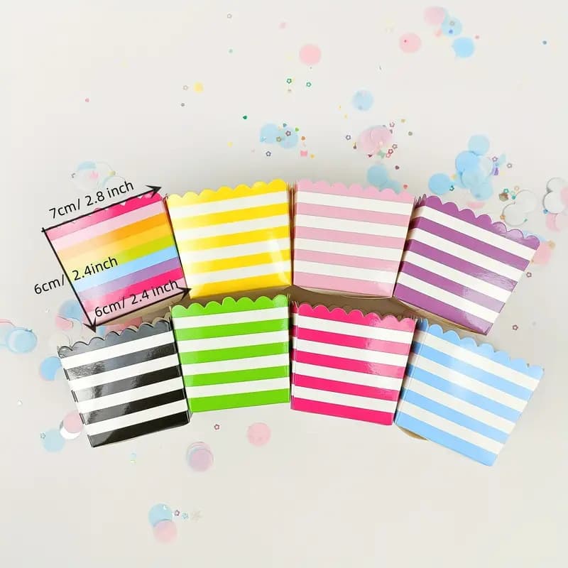 Popcorn Box Birthday Party Small Size Cake Box Cake Edge Food Packaging Paper Box Color Striped Box