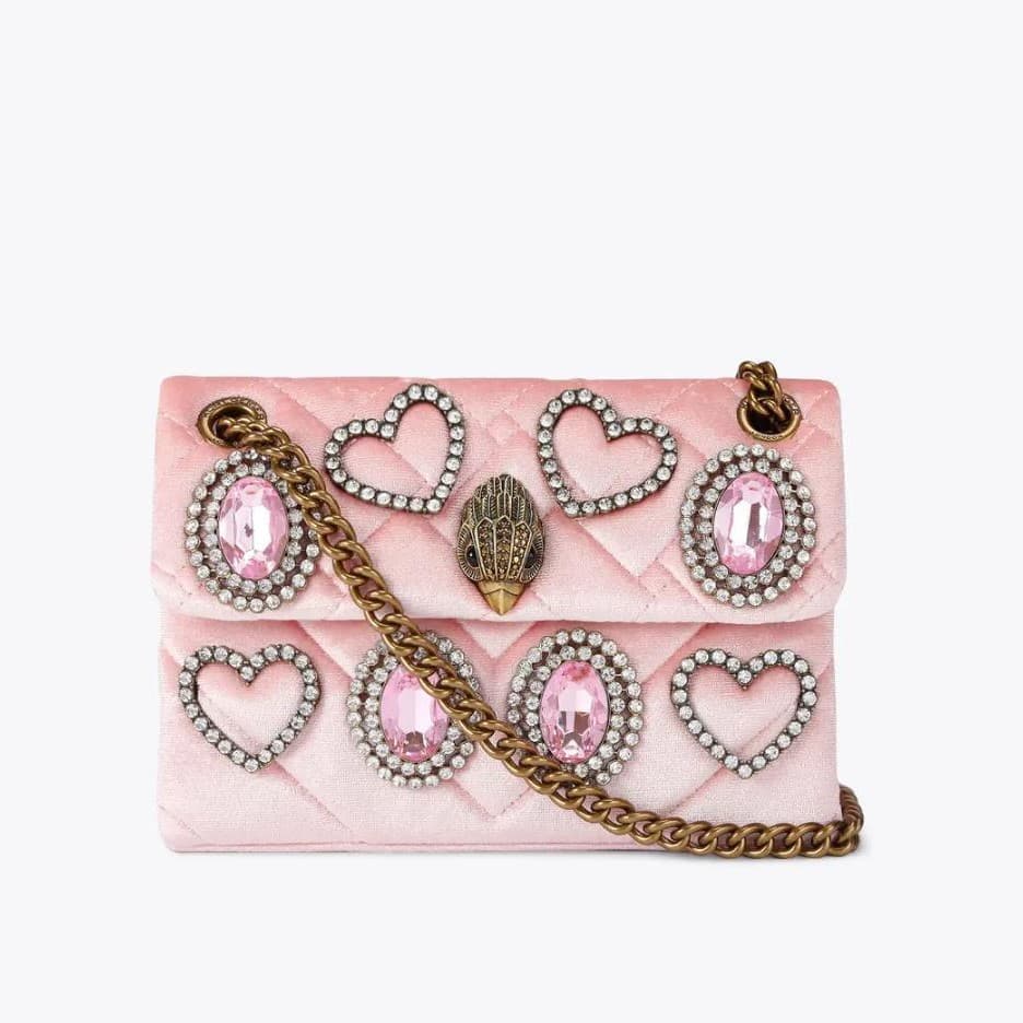 Kurt Geiger Cross-Border Eagle Head Bag with Diamond Embroidery, Single Shoulder Crossbody Chain Bag, New Small Bag in Pink