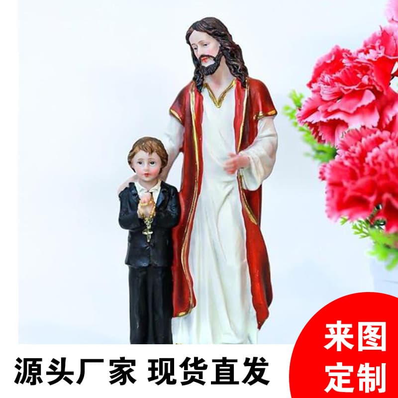 Cross-border new religious icon little boy's first communion gift resin crafts ornaments
