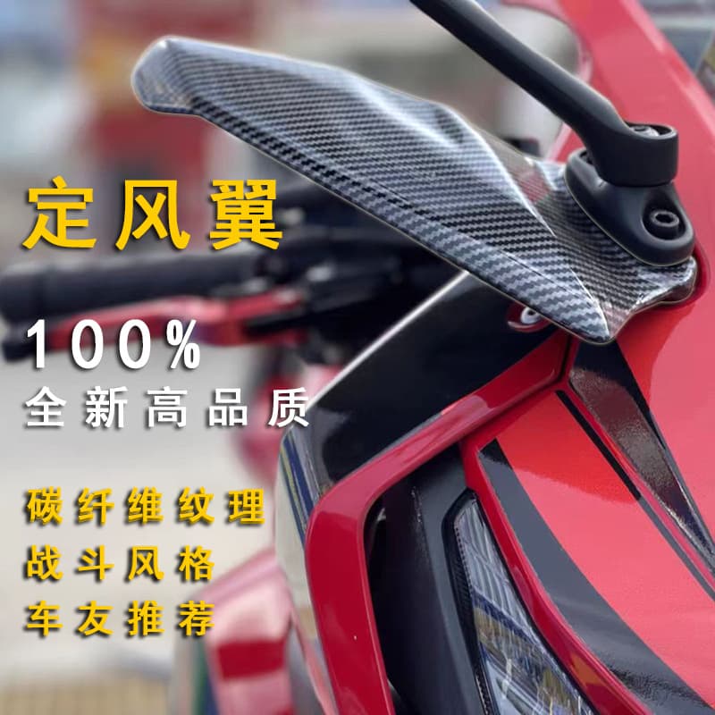 Suitable for Qj600 Racing Motorcycle Modification, Fiber Texture Combat Style Side Wind Deflector, Universal Tail Wing
