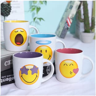 Ceramic Mug Simple Niche Yellow Smiley Face Coffee Cup Cute Smile Custom Logo Event Mug