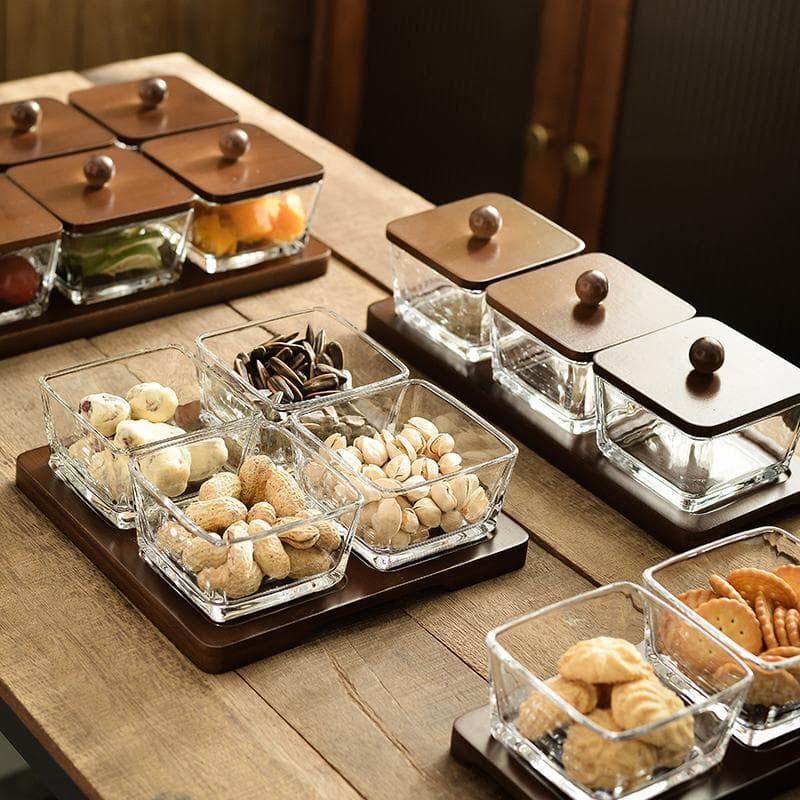 Coffee Table Compartmentalized Snack Plate with Lid, Fruit and Melon Seed Dish, Dried Nut Plate, Household Living Room Snack Display Plate, Aesthetic