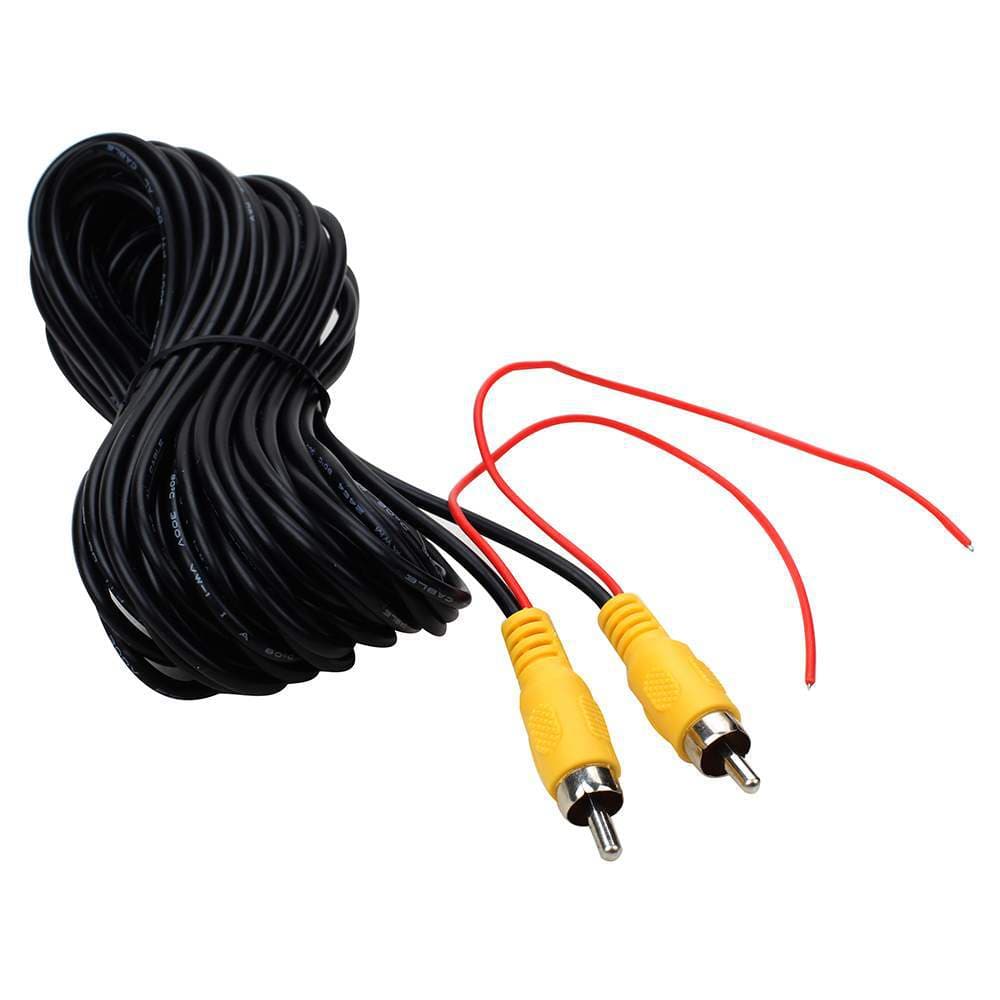 Universal car reversing camera video connection cable with RCA connector for rearview AV extension and trigger.