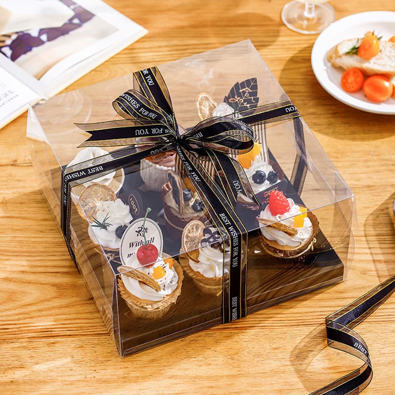 Transparent Cupcake Packaging Box 9 Pieces 2/4 Six Pack Small Cups Cake Box 12 Pieces Muffin Cup Packing Box Clear Cupcake Box