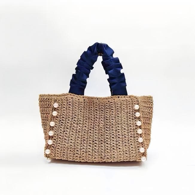 New Pearl Straw Bag Women's Handmade Woven Bag High-end Handbag Tote Women's Bag Travel Beach Bag
