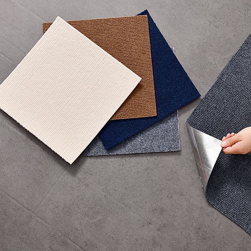 Bedroom Carpet, Stain-Resistant and Easy to Clean, Beige Fine Stripe Carpet Roll, Thickened Fine Stripe Carpet for Office