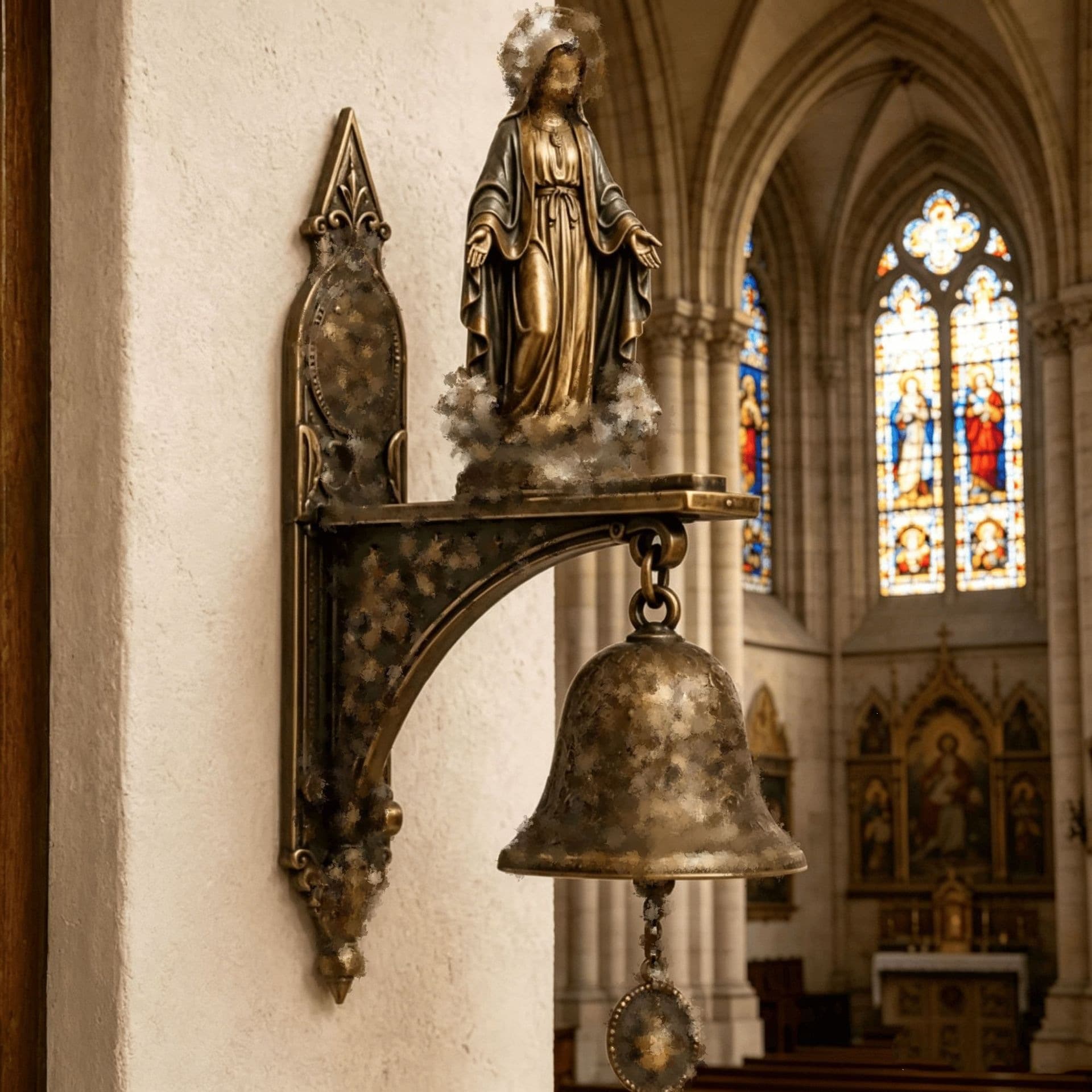 Cross-border new product Wall Mount Religious Figurine Bell resin character wall bell hanging wall