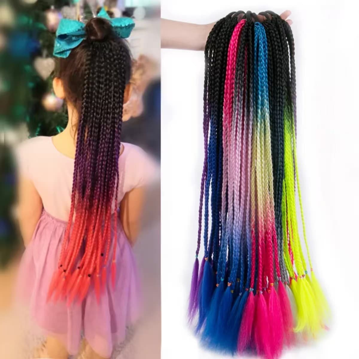 Hand-Braided Ponytail Wig, Dreadlock Ponytail Ethnic Style Colorful Braids African Dreadlocks