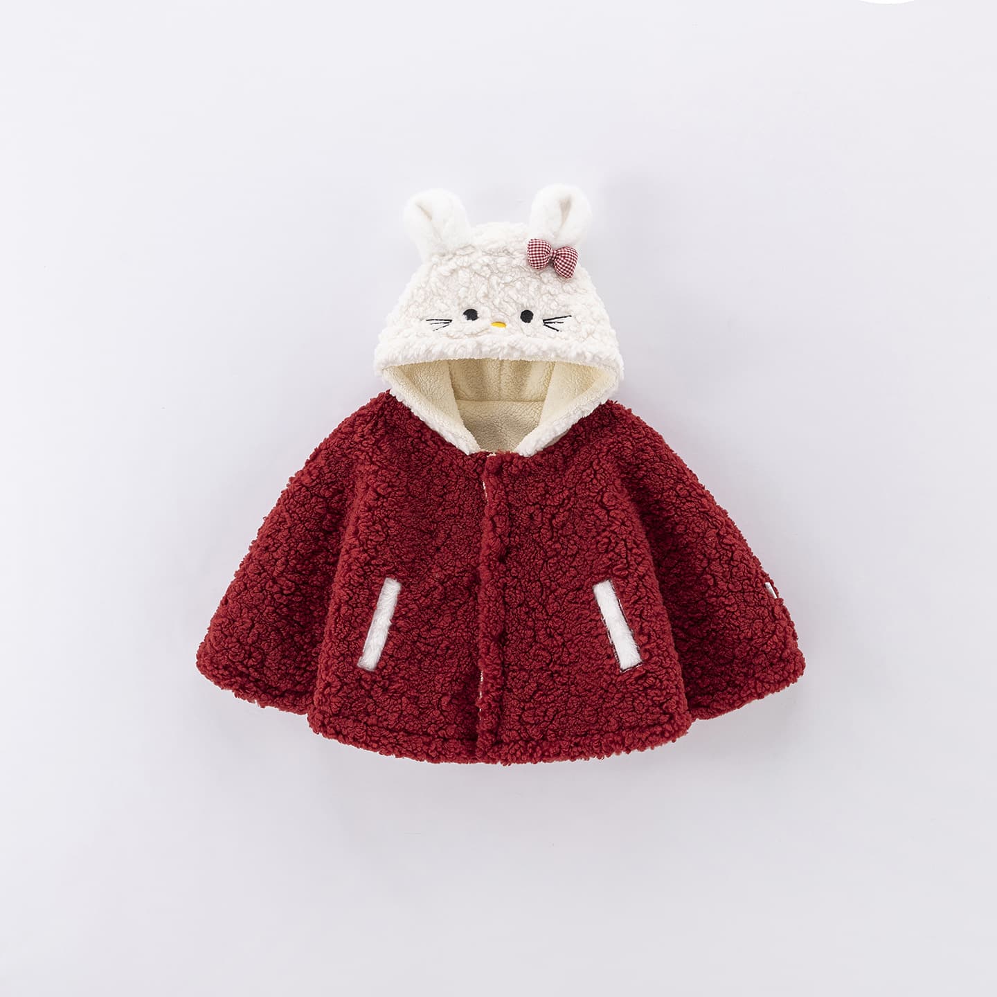 Foreign trade winter clothing 25 years new baby girl winter velvet thickened cloak little girl red festive cute cloak