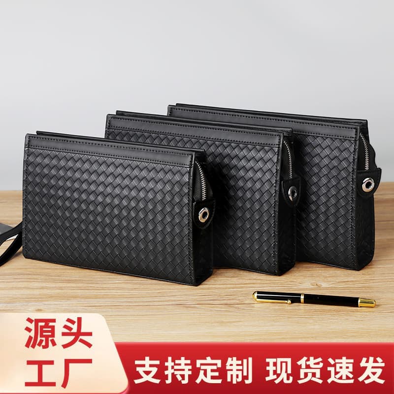Cross-border Men's Woven Texture Clutch Bag Business Casual Envelope Handbag Stock Wholesale