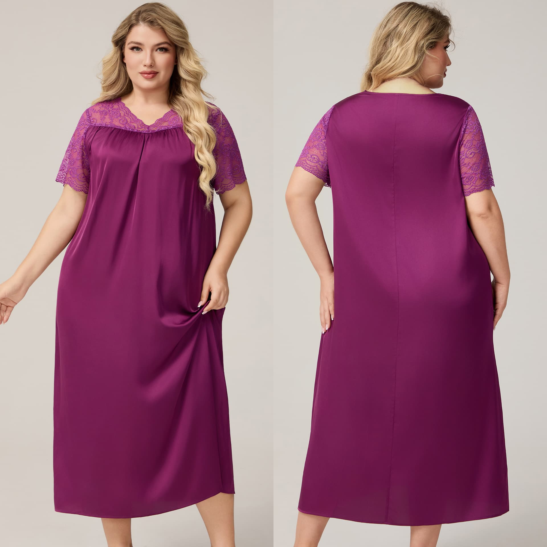 Yaoting Cross-Border Plus Size New Hot Selling Women's Pajamas Ice Silk Short Sleeve Nightgown Loose Casual Homewear 7012
