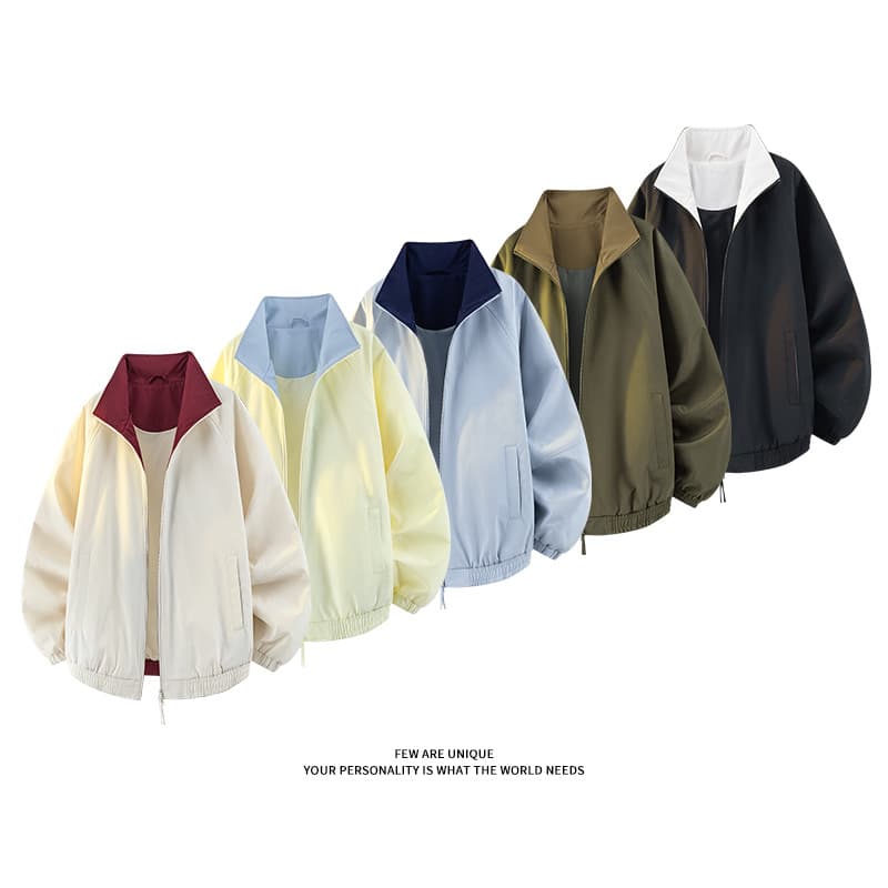 Cleanfit Contrast Color Lapel Jacket Men Women Autumn American Retro Collarless Baseball Jacket Casual Couple Outwear