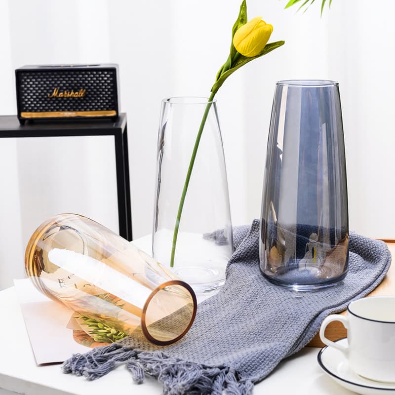 Colorful Transparent Glass Vase Flower Vase Decoration Simple Desktop Fresh Glass Vase Living Room Decor